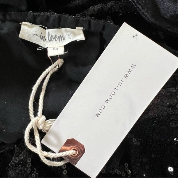 In loom Black Sequin Crop Top with Velvet Ties at The Shoulders. Lined NWT❤️ - Picture 8 of 9